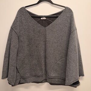Free People Gray V-Neck Sweater